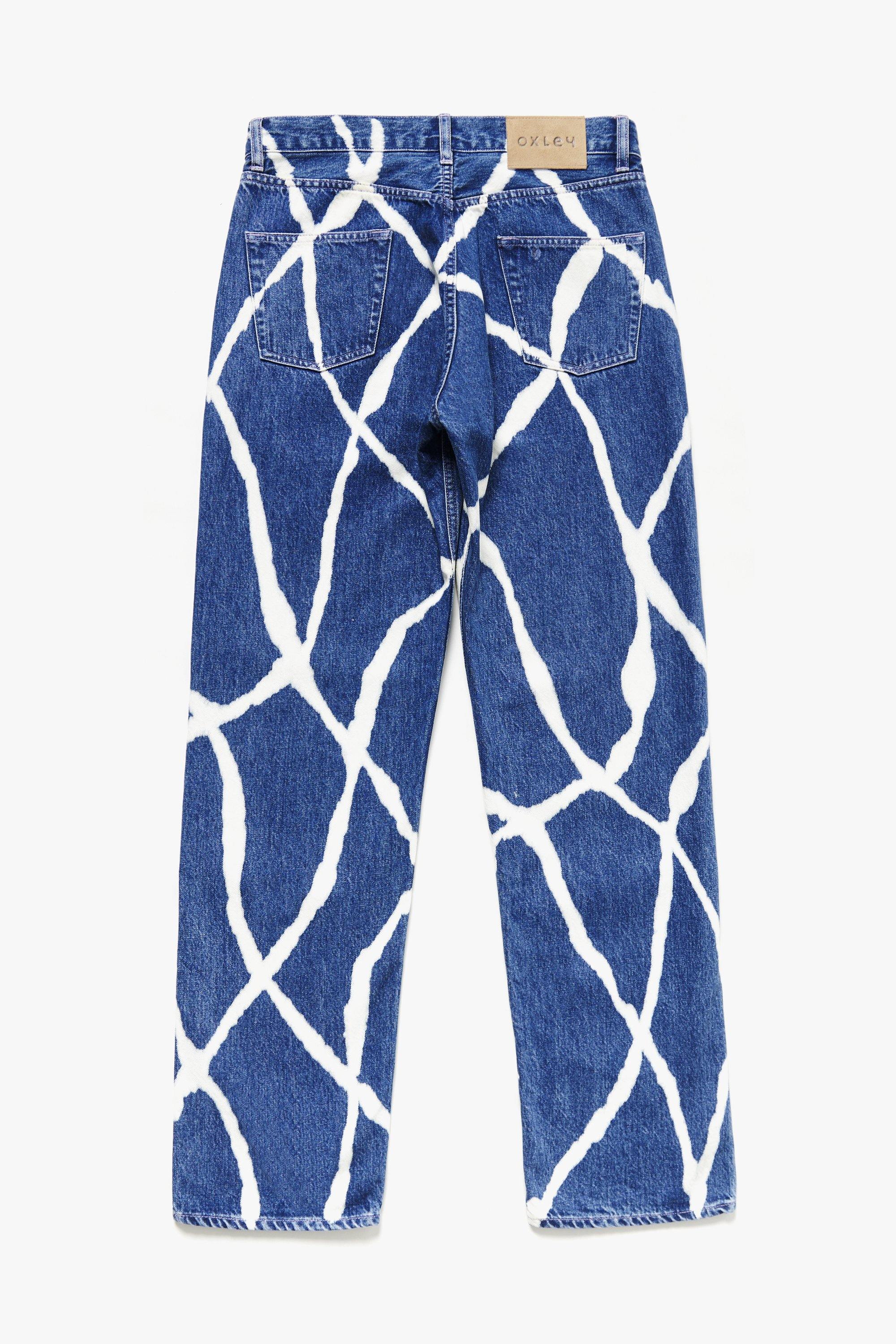 Oxley Hand Printed Organic Bleached Cotton Denim Jeans - Oxley Official