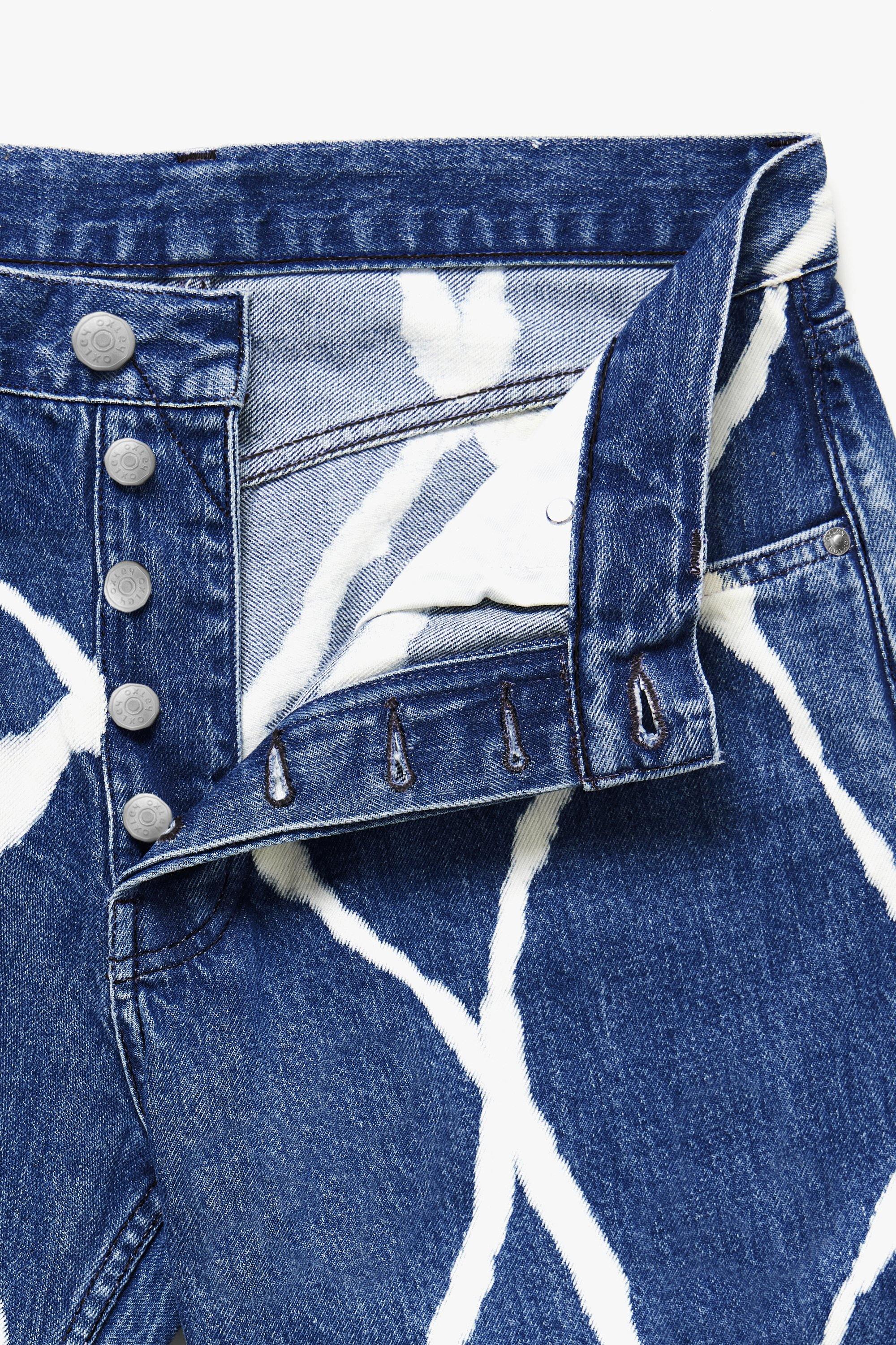 Oxley Hand Printed Organic Bleached Cotton Denim Jeans - Oxley Official